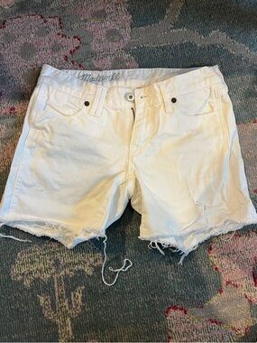 Madewell White Frayed-Hem Denim Cutoff Shorts